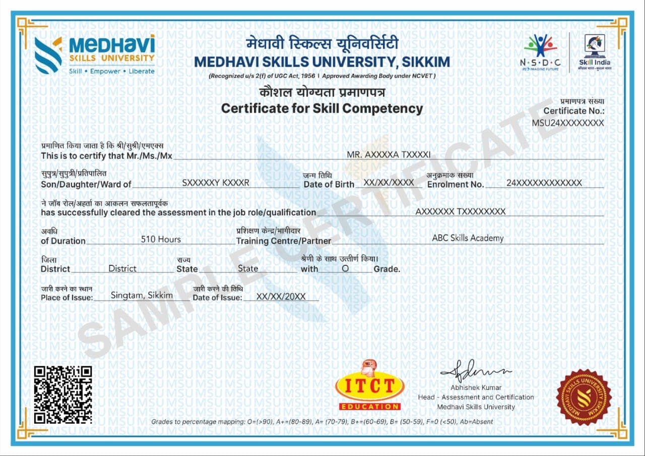 Medhavi Skills University Certificate